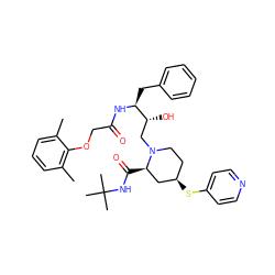 Cc1cccc(C)c1OCC(=O)N[C@@H](Cc1ccccc1)[C@H](O)CN1CC[C@@H](Sc2ccncc2)C[C@H]1C(=O)NC(C)(C)C ZINC000003918440