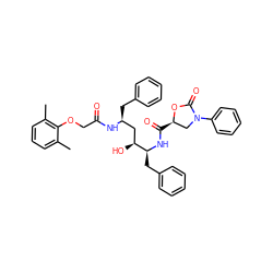 Cc1cccc(C)c1OCC(=O)N[C@@H](Cc1ccccc1)C[C@H](O)[C@H](Cc1ccccc1)NC(=O)[C@@H]1CN(c2ccccc2)C(=O)O1 ZINC000028711202