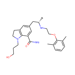 Cc1cccc(C)c1OCCN[C@@H](C)Cc1cc2c(c(C(N)=O)c1)N(CCCO)CC2 ZINC000653833233