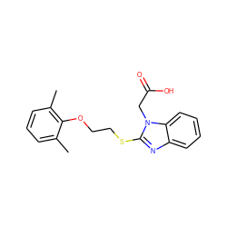 Cc1cccc(C)c1OCCSc1nc2ccccc2n1CC(=O)O ZINC000002051956