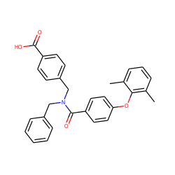 Cc1cccc(C)c1Oc1ccc(C(=O)N(Cc2ccccc2)Cc2ccc(C(=O)O)cc2)cc1 ZINC000584598144