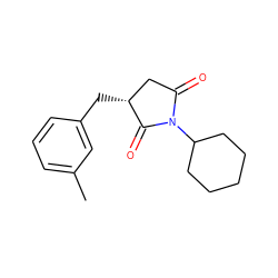 Cc1cccc(C[C@@H]2CC(=O)N(C3CCCCC3)C2=O)c1 ZINC000002874600