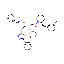 Cc1cccc(C[C@@H]2CCCCN2C(=O)CN2C(=O)[C@@H](Cc3n[nH]c4ccccc34)c3nnc(-c4ccccc4)n3-c3ccccc32)c1 ZINC000084635691