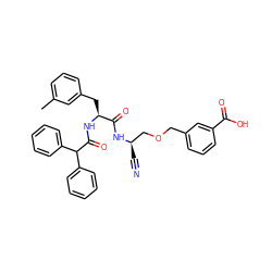 Cc1cccc(C[C@H](NC(=O)C(c2ccccc2)c2ccccc2)C(=O)N[C@H](C#N)COCc2cccc(C(=O)O)c2)c1 ZINC000027518752