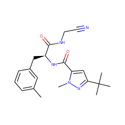 Cc1cccc(C[C@H](NC(=O)c2cc(C(C)(C)C)nn2C)C(=O)NCC#N)c1 ZINC000043061389