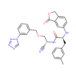 Cc1cccc(C[C@H](Nc2ccc3c(c2)C(=O)OC3)C(=O)N[C@H](C#N)COCc2cccc(-n3cnnn3)c2)c1 ZINC000027423197