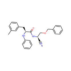 Cc1cccc(C[C@H](Nc2ccccc2)C(=O)N[C@H](C#N)COCc2ccccc2)c1 ZINC000013587585