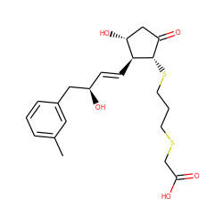 Cc1cccc(C[C@H](O)/C=C/[C@H]2[C@H](O)CC(=O)[C@@H]2SCCCSCC(=O)O)c1 ZINC000013836435