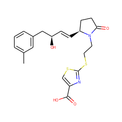 Cc1cccc(C[C@H](O)/C=C/[C@H]2CCC(=O)N2CCSc2nc(C(=O)O)cs2)c1 ZINC000082158369