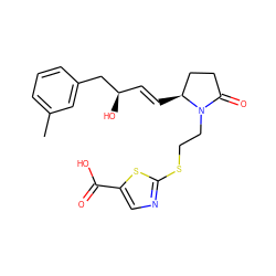 Cc1cccc(C[C@H](O)/C=C/[C@H]2CCC(=O)N2CCSc2ncc(C(=O)O)s2)c1 ZINC000082158370