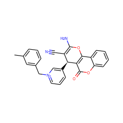 Cc1cccc(C[n+]2cccc([C@H]3C(C#N)=C(N)Oc4c3c(=O)oc3ccccc43)c2)c1 ZINC000096284122