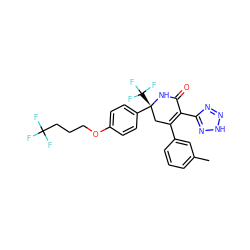 Cc1cccc(C2=C(c3nn[nH]n3)C(=O)N[C@](c3ccc(OCCCC(F)(F)F)cc3)(C(F)(F)F)C2)c1 ZINC001772622002