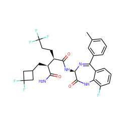Cc1cccc(C2=N[C@H](NC(=O)[C@H](CCC(F)(F)F)[C@H](CC3CC(F)(F)C3)C(N)=O)C(=O)Nc3c(F)cccc32)c1 ZINC000222125469