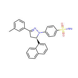 Cc1cccc(C2=NN(c3ccc(S(N)(=O)=O)cc3)[C@@H](c3cccc4ccccc34)C2)c1 ZINC000473135555