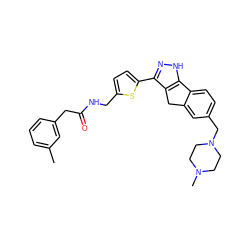 Cc1cccc(CC(=O)NCc2ccc(-c3n[nH]c4c3Cc3cc(CN5CCN(C)CC5)ccc3-4)s2)c1 ZINC000036338845