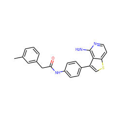 Cc1cccc(CC(=O)Nc2ccc(-c3csc4ccnc(N)c34)cc2)c1 ZINC000028703816