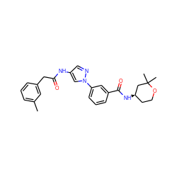 Cc1cccc(CC(=O)Nc2cnn(-c3cccc(C(=O)N[C@@H]4CCOC(C)(C)C4)c3)c2)c1 ZINC000012165484