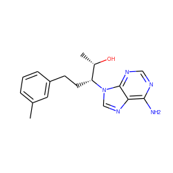 Cc1cccc(CC[C@H]([C@H](C)O)n2cnc3c(N)ncnc32)c1 ZINC000013835543