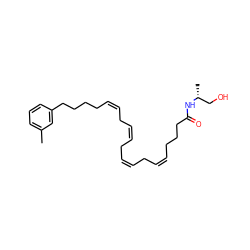 Cc1cccc(CCCC/C=C\C/C=C\C/C=C\C/C=C\CCCC(=O)N[C@H](C)CO)c1 ZINC000040900620