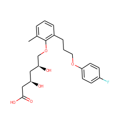 Cc1cccc(CCCOc2ccc(F)cc2)c1OC[C@@H](O)C[C@@H](O)CC(=O)O ZINC000013824694