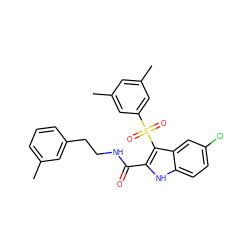 Cc1cccc(CCNC(=O)c2[nH]c3ccc(Cl)cc3c2S(=O)(=O)c2cc(C)cc(C)c2)c1 ZINC000169338670