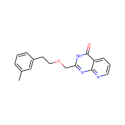 Cc1cccc(CCOCc2nc3ncccc3c(=O)[nH]2)c1 ZINC000058592108