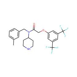 Cc1cccc(CN(C(=O)COc2cc(C(F)(F)F)cc(C(F)(F)F)c2)C2CCNCC2)c1 ZINC000013437294