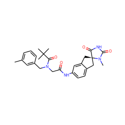 Cc1cccc(CN(CC(=O)Nc2ccc3c(c2)C[C@@]2(C3)C(=O)NC(=O)N2C)C(=O)C(C)(C)C)c1 ZINC000045260438