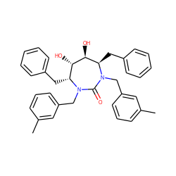 Cc1cccc(CN2C(=O)N(Cc3cccc(C)c3)[C@H](Cc3ccccc3)[C@H](O)[C@@H](O)[C@H]2Cc2ccccc2)c1 ZINC000014946446