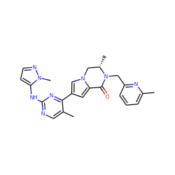 Cc1cccc(CN2C(=O)c3cc(-c4nc(Nc5ccnn5C)ncc4C)cn3C[C@@H]2C)n1 ZINC001772646272