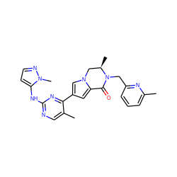 Cc1cccc(CN2C(=O)c3cc(-c4nc(Nc5ccnn5C)ncc4C)cn3C[C@H]2C)n1 ZINC001772605067