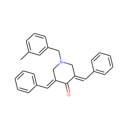 Cc1cccc(CN2C/C(=C\c3ccccc3)C(=O)/C(=C/c3ccccc3)C2)c1 ZINC001772639126