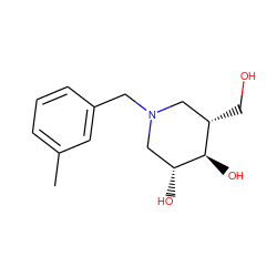 Cc1cccc(CN2C[C@@H](O)[C@H](O)[C@@H](CO)C2)c1 ZINC000142881809