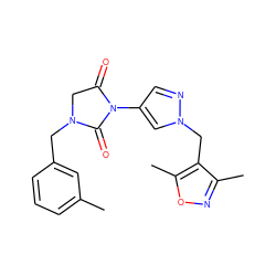 Cc1cccc(CN2CC(=O)N(c3cnn(Cc4c(C)noc4C)c3)C2=O)c1 ZINC000115730590