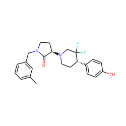 Cc1cccc(CN2CC[C@@H](N3CC[C@@H](c4ccc(O)cc4)C(F)(F)C3)C2=O)c1 ZINC001772580006