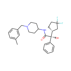 Cc1cccc(CN2CCC(NC(=O)[C@](O)(c3ccccc3)[C@@H]3CCC(F)(F)C3)CC2)c1 ZINC000013835840