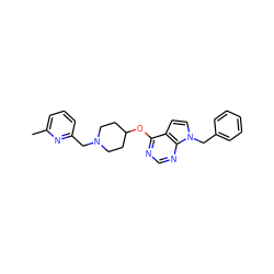 Cc1cccc(CN2CCC(Oc3ncnc4c3ccn4Cc3ccccc3)CC2)n1 ZINC000084614454