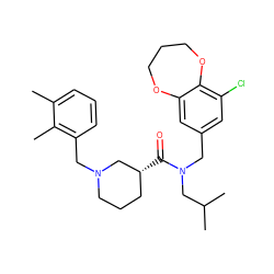 Cc1cccc(CN2CCC[C@@H](C(=O)N(Cc3cc(Cl)c4c(c3)OCCCO4)CC(C)C)C2)c1C ZINC000114098782