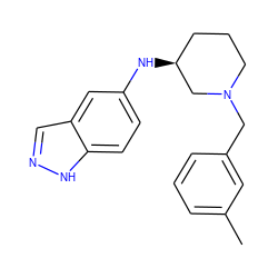 Cc1cccc(CN2CCC[C@H](Nc3ccc4[nH]ncc4c3)C2)c1 ZINC000114333623