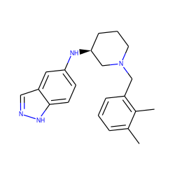 Cc1cccc(CN2CCC[C@H](Nc3ccc4[nH]ncc4c3)C2)c1C ZINC000114337480