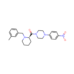 Cc1cccc(CN2CCCC[C@@H]2C(=O)N2CCN(c3ccc([N+](=O)[O-])cc3)CC2)c1 ZINC000066166579