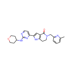 Cc1cccc(CN2CCc3[nH]c(-c4ccnc(NC5CCOCC5)n4)cc3C2=O)n1 ZINC001772617733