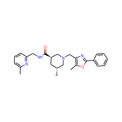 Cc1cccc(CNC(=O)[C@@H]2C[C@@H](C)CN(Cc3nc(-c4ccccc4)oc3C)C2)n1 ZINC000071340641