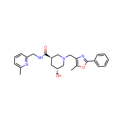 Cc1cccc(CNC(=O)[C@@H]2C[C@@H](O)CN(Cc3nc(-c4ccccc4)oc3C)C2)n1 ZINC000071340579