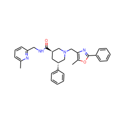 Cc1cccc(CNC(=O)[C@@H]2C[C@@H](c3ccccc3)CN(Cc3nc(-c4ccccc4)oc3C)C2)n1 ZINC000071332053