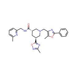 Cc1cccc(CNC(=O)[C@H]2C[C@H](c3nc(C)no3)CN(Cc3nc(-c4ccccc4)oc3C)C2)n1 ZINC000071333167