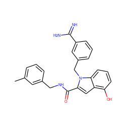 Cc1cccc(CNC(=O)c2cc3c(O)cccc3n2Cc2cccc(C(=N)N)c2)c1 ZINC000003831833