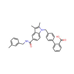 Cc1cccc(CNC(=O)c2ccc3c(c2)c(C)c(C)n3Cc2ccc(-c3ccccc3C(=O)O)cc2)c1 ZINC000205996025