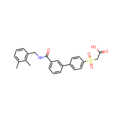 Cc1cccc(CNC(=O)c2cccc(-c3ccc(S(=O)(=O)CC(=O)O)cc3)c2)c1C ZINC000003600313