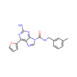 Cc1cccc(CNC(=O)n2cnc3c(-c4ccco4)nc(N)nc32)c1 ZINC000000003640